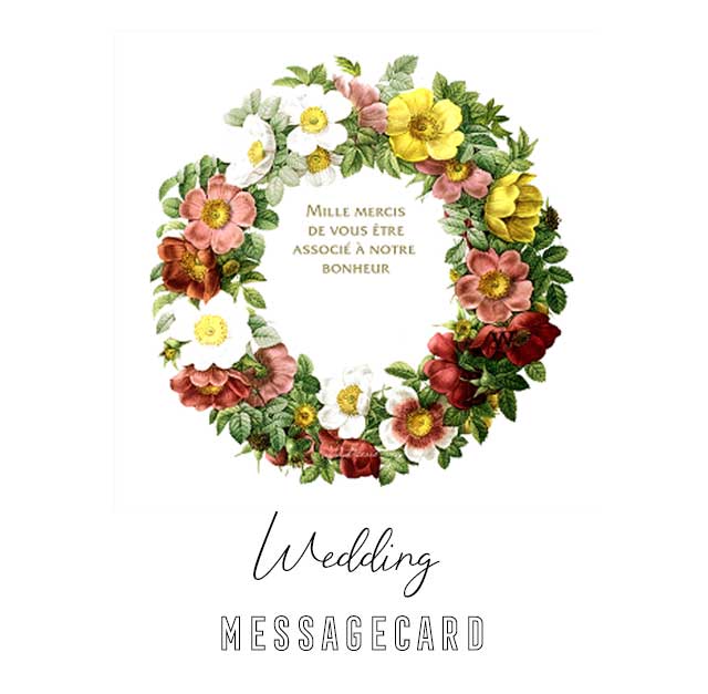 レトロなイラストが可愛い花リース ウエディングカード素材